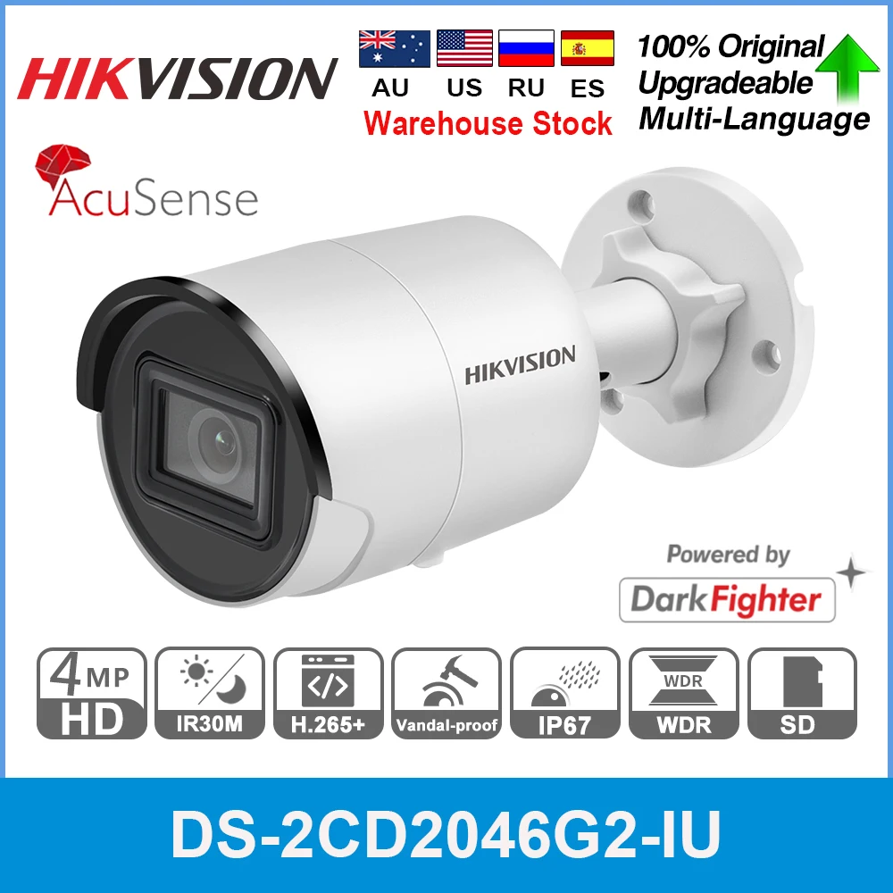 

Hikvision 4MP Mini Bullet Camera DS-2CD2046G2-IU AcuSense IP IR POE Network Camera Outdoor IP67 IR 40m Built-in Microphone