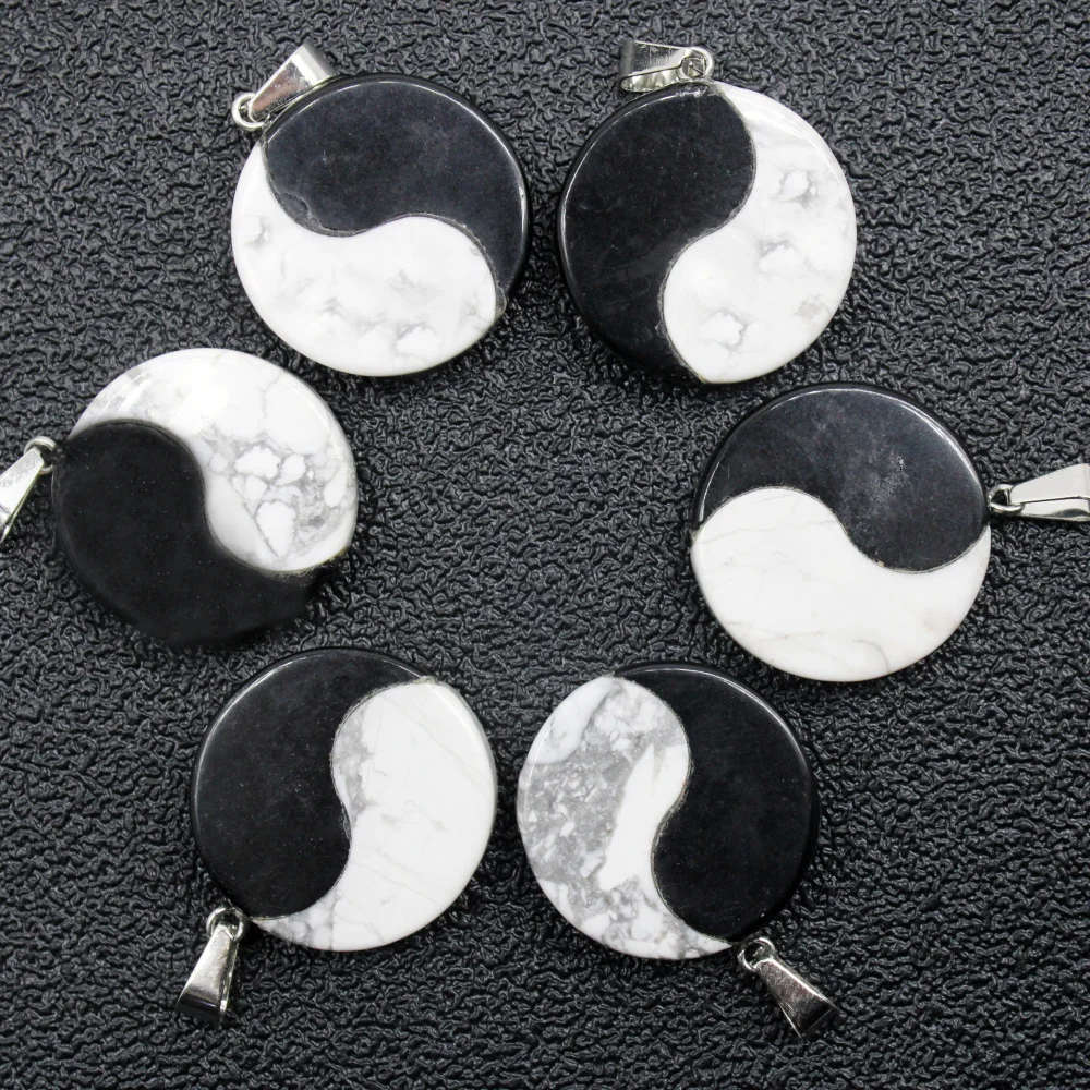 Gossip Obsidian Howlite Charm Pendant Natural Stone Black White Round Gossip Yin Yang Bagua for DIY Jewelry Making 25MM 4PCS
Gossip Obsidian Howlite Charm Pendant Natural Stone Black White Round Gossip Yin Yang Bagua for DIY Jewelry Making 25MM 4PCS