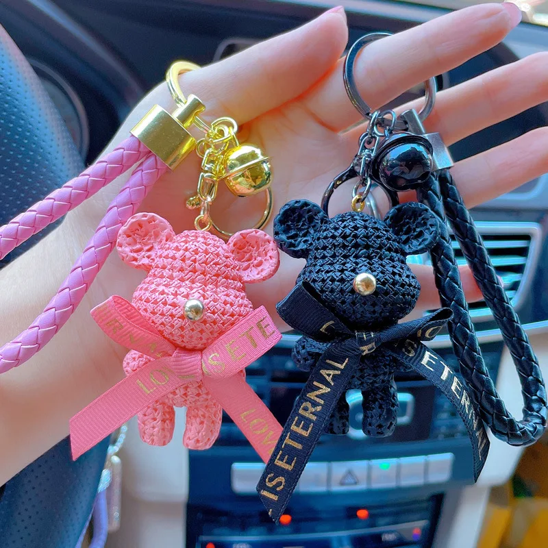 Cute Bear Key Chain Resin Bow Bell Rabbit Keychain Weaving Fashion Doll Bag Pendant Holiday Car Key Ring For Girls Gift
Cute Bear Key Chain Resin Bow Bell Rabbit Keychain Weaving Fashion Doll Bag Pendant Holiday Car Key Ring For Girls Gift