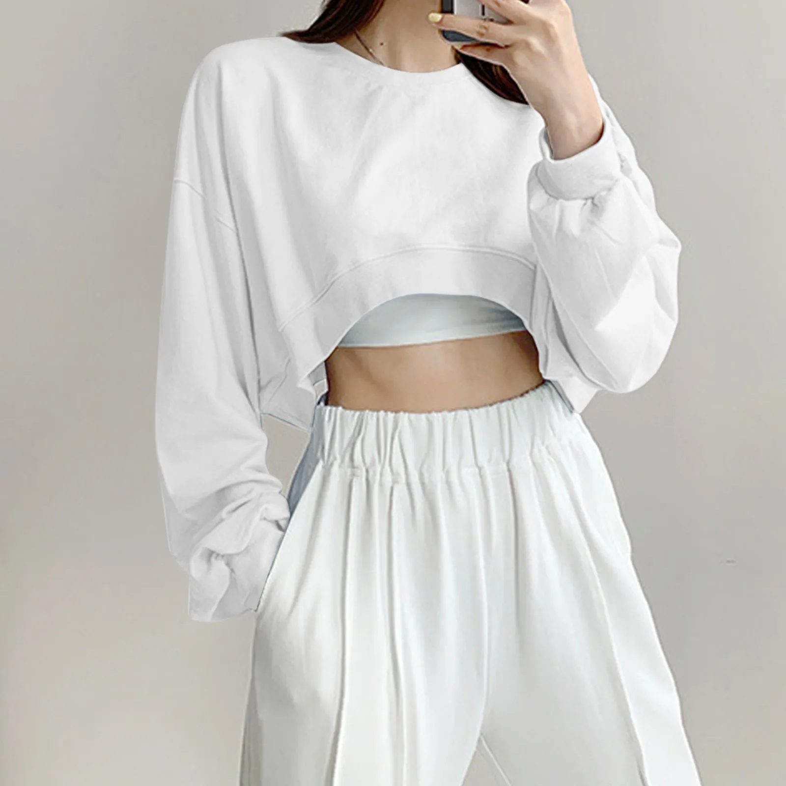 Womens Casual Solid Long Sleeve Loose Round Neck Crop Top Ladies Knit Sweaters Womens Sweatshirts And Hoodies
Womens Casual Solid Long Sleeve Loose Round Neck Crop Top Ladies Knit Sweaters Womens Sweatshirts And Hoodies