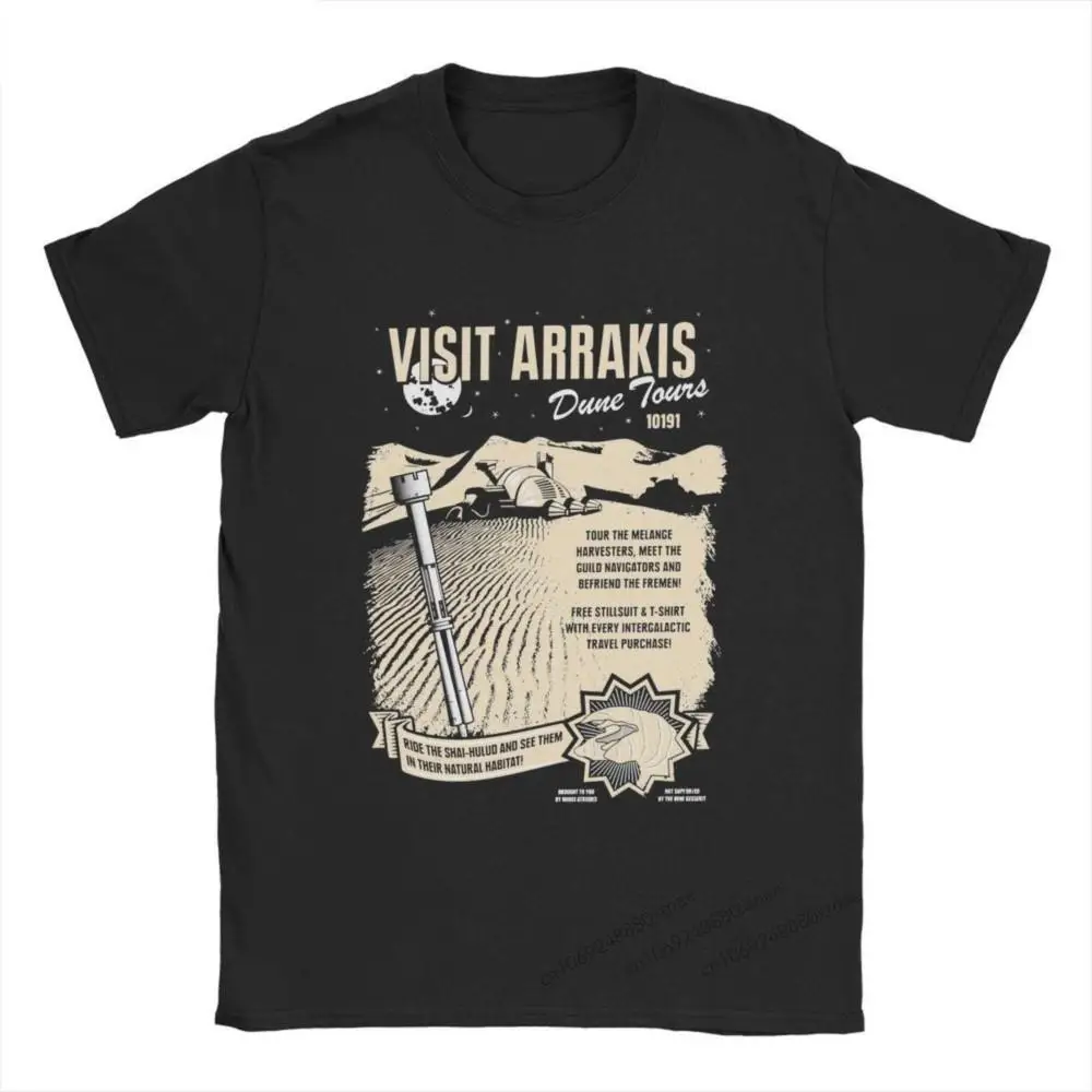 

Men T-Shirts Visit Arrakis Dune Movie Novelty 100% Cotton Tee Shirt Short Sleeve T Shirts Crewneck Clothes Plus Size
