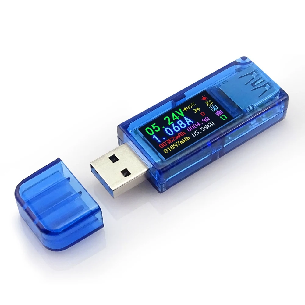 USB-тестер RIDEN AT34 вольтметр-амперметр с цветным ЖК-дисплеем измеритель напряжения