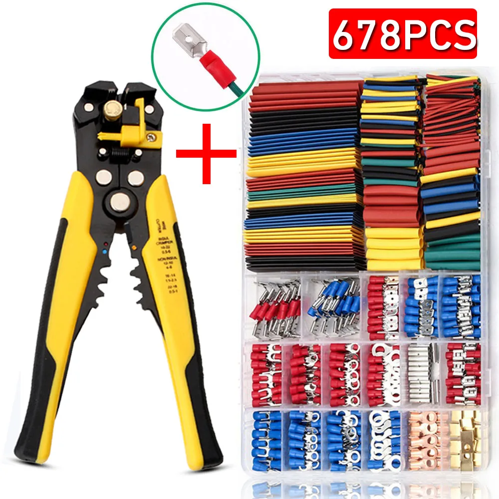 280/678PCS Heat Shrink Tube Sleeving Set Car Electrical Wire Terminals Insulated Crimp Connectors Spade Set Kit with Pliers
280/678PCS Heat Shrink Tube Sleeving Set Car Electrical Wire Terminals Insulated Crimp Connectors Spade Set Kit with Pliers
