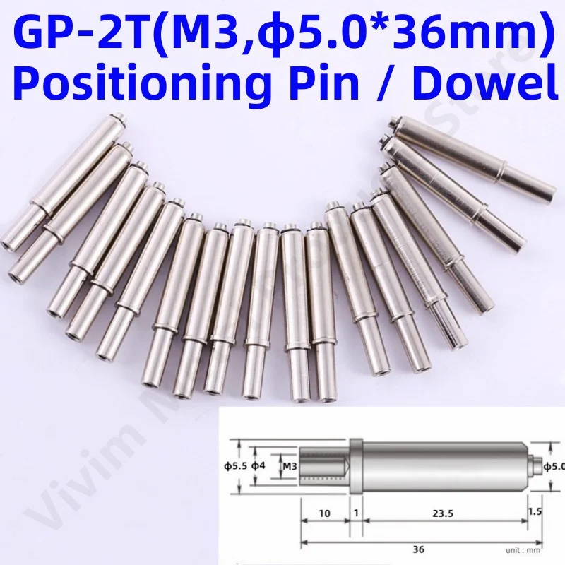 

20/50PCS GP-2T Internal M3 Tooth Positioning Pin Needle Nickel-Plated Spring Test Pin 36mm Positioning Needle Dowels Dia 5.0mm