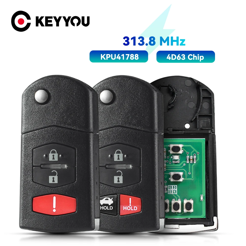 KEYYOU KPU41788 Flip Smart Car Key for Mazda 6 Sedan RX-8 2005 2006 2007 2008 Car Remote Key Fob 313.8MHz 4D63 Chip 3/4Buttons
KEYYOU KPU41788 Flip Smart Car Key for Mazda 6 Sedan RX-8 2005 2006 2007 2008 Car Remote Key Fob 313.8MHz 4D63 Chip 3/4Buttons