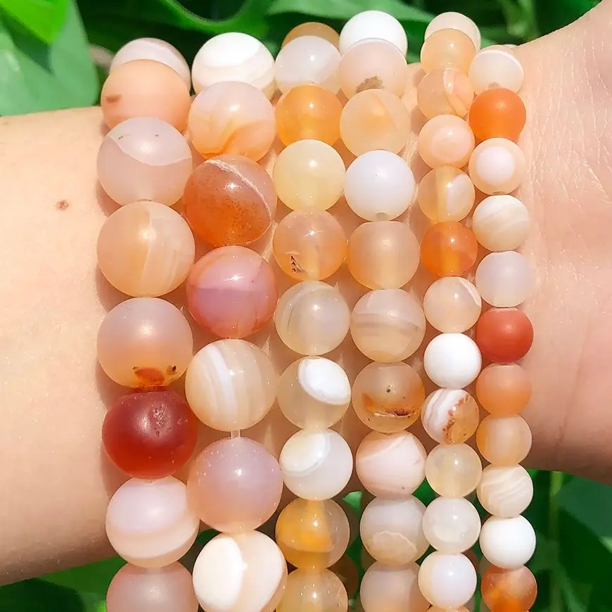 

6/8/10mm Natural Gem Stone Pink Orange Persian Agates Round Spacer Beads for Needlework Jewelry Making DIY Bracelet Accessories