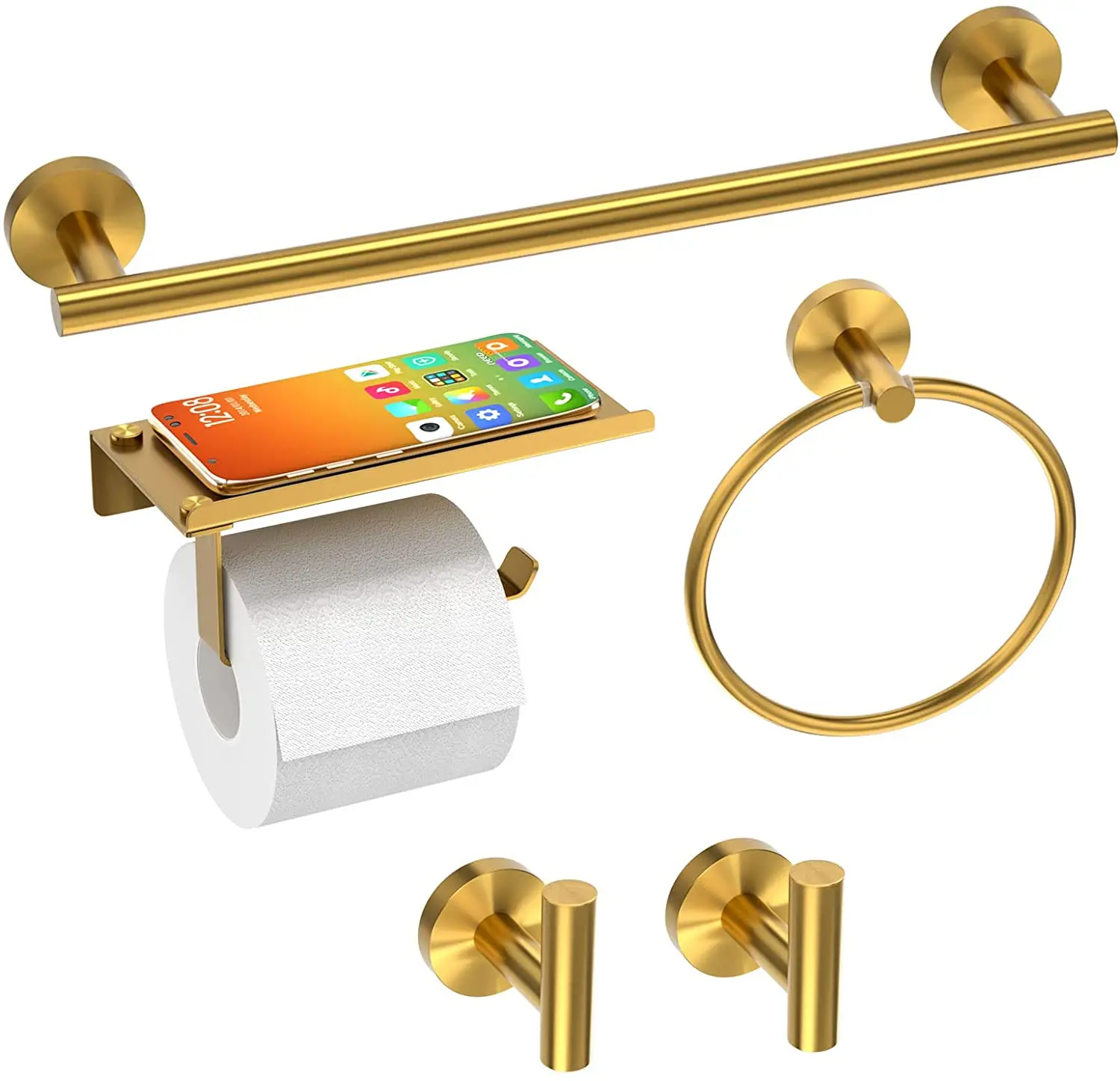 Bathroom Hardware Accessories Set 5-Pieces,Brushed Gold SUS304 Stainless Steel Wall Mounted Towel Kits Bathroom Accessories
Bathroom Hardware Accessories Set 5-Pieces,Brushed Gold SUS304 Stainless Steel Wall Mounted Towel Kits Bathroom Accessories