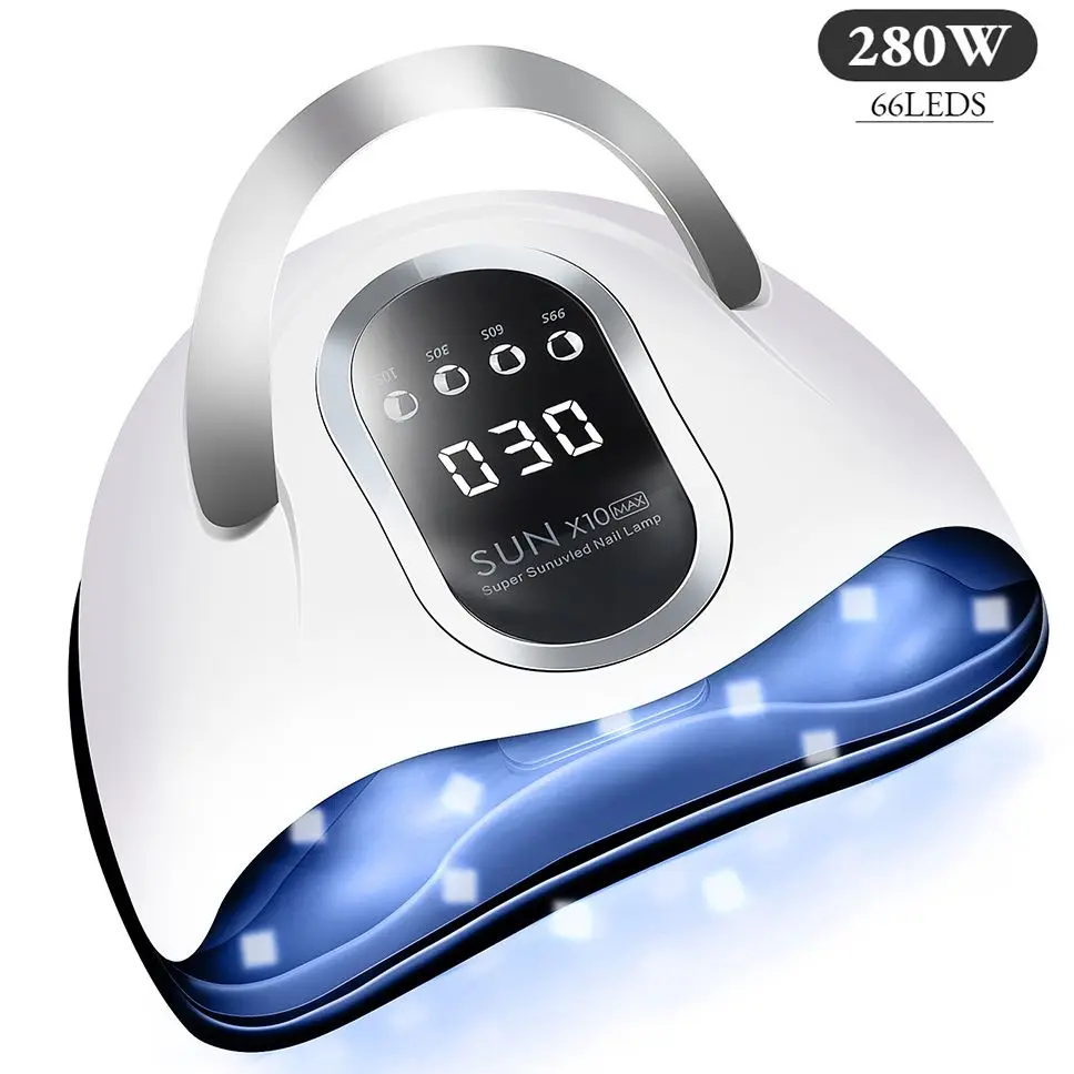 280W UV LED Lamp For Nails Professional Nail Drying Lamp with Automatic Sensing 4 Timer Adjustable Lamp for Curing Gel Polish 
280W UV LED Lamp For Nails Professional Nail Drying Lamp with Automatic Sensing 4 Timer Adjustable Lamp for Curing Gel Polish