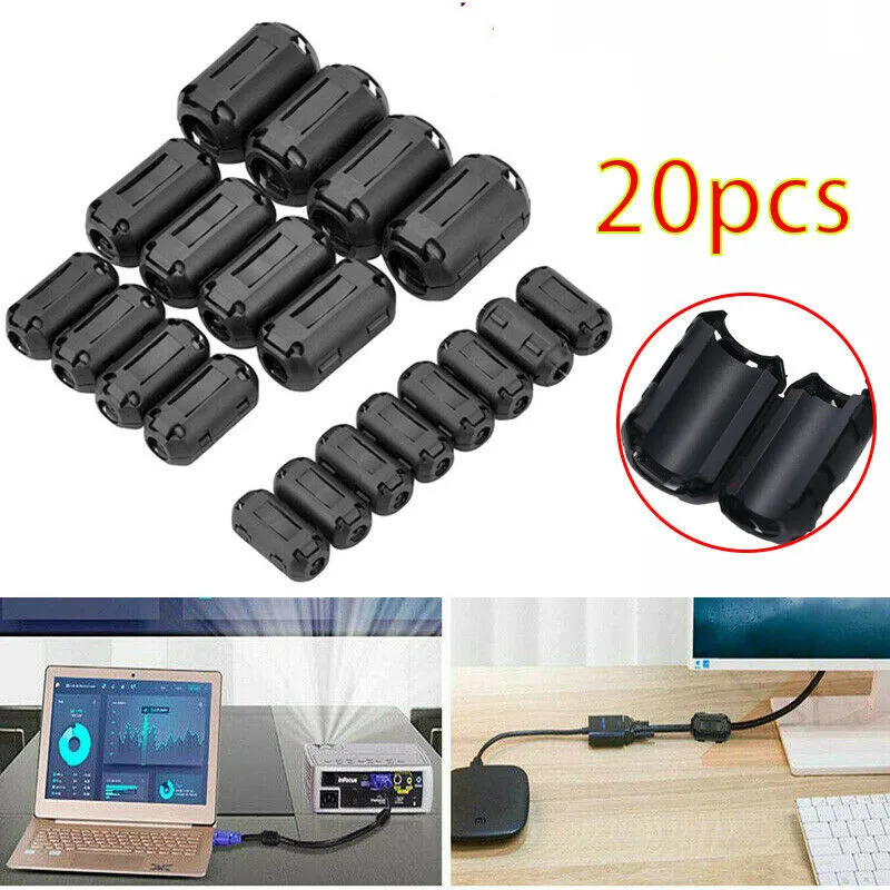 20Pcs Clip-On Ferrite Ring Core Noise Suppressor For EMI RFI Clip Cable Active Components Filters Dropship Black 3.5/5/7/9/13mm
20Pcs Clip-On Ferrite Ring Core Noise Suppressor For EMI RFI Clip Cable Active Components Filters Dropship Black 3.5/5/7/9/13mm