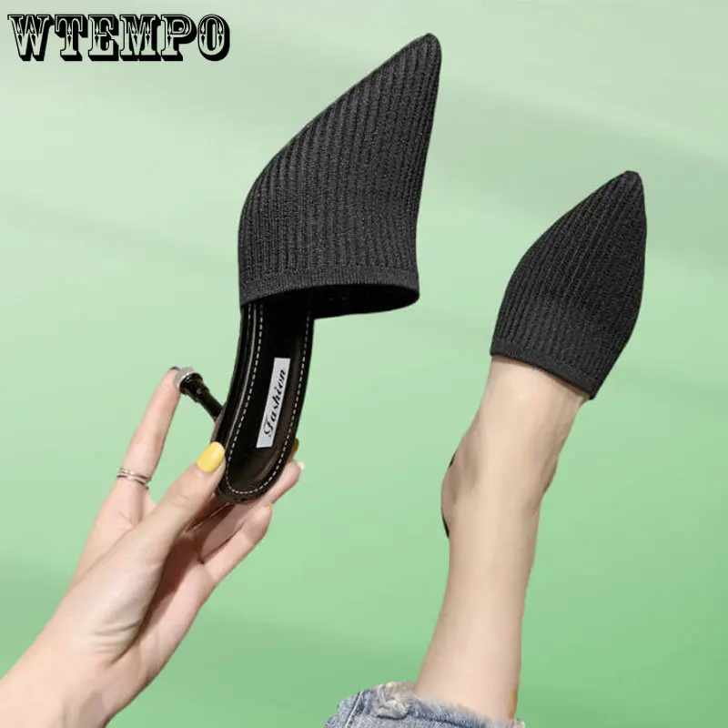 

Женские летние тапочки WTEMPO на тонком каблуке, сандалии Baotou, дышащие модные туфли на высоком каблуке, Прямая поставка