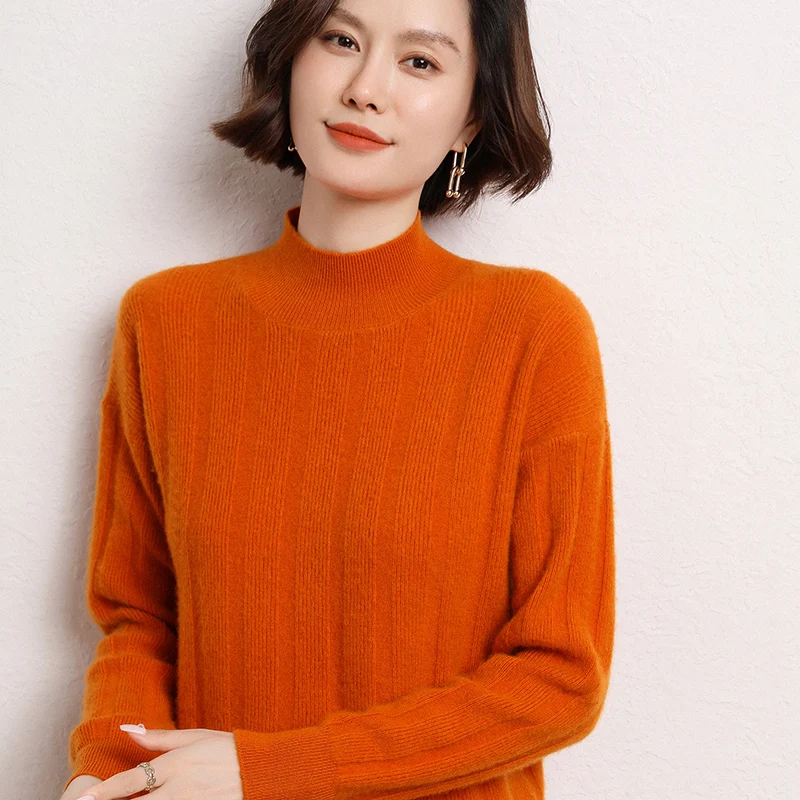 2022 Hot Sale Autumn Winter 100% Pure Cashmere Sweater Half high collar Women's Pullover Warm Female Loose Knit Basic Jumper
2022 Hot Sale Autumn Winter 100% Pure Cashmere Sweater Half high collar Women's Pullover Warm Female Loose Knit Basic Jumper