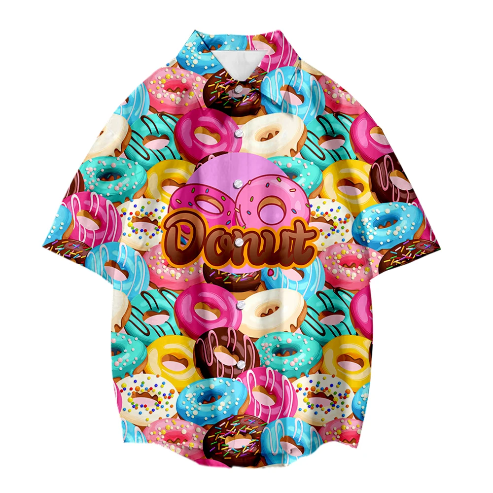 Summer Donut Printed Shirt De Hombre Shirts Casual Hawaiian Street Style Short-Sleeved Traveling Beach Tops
Summer Donut Printed Shirt De Hombre Shirts Casual Hawaiian Street Style Short-Sleeved Traveling Beach Tops