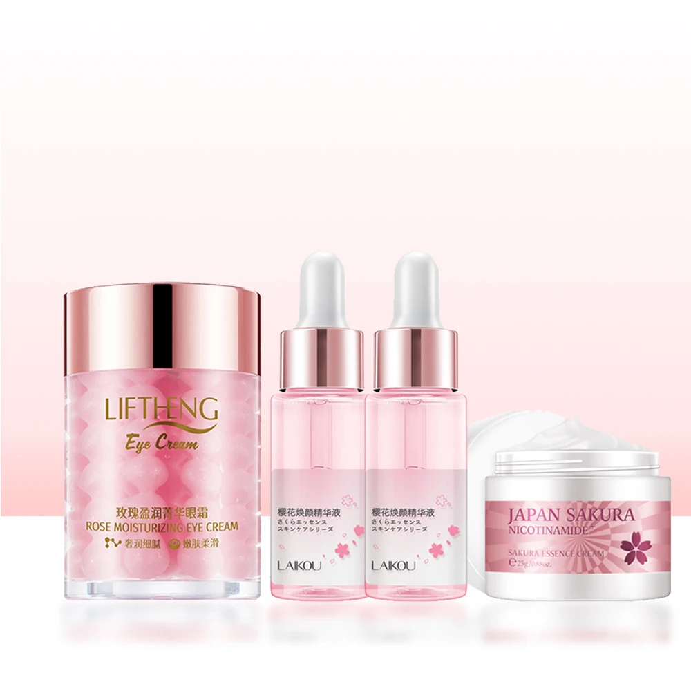 Sakura Face Cream Repair Dry Skin Brightening Tone Face Serum Eye Cream Moisturizing Whitening Skin Care Cosmetics Products Set
Sakura Face Cream Repair Dry Skin Brightening Tone Face Serum Eye Cream Moisturizing Whitening Skin Care Cosmetics Products Set