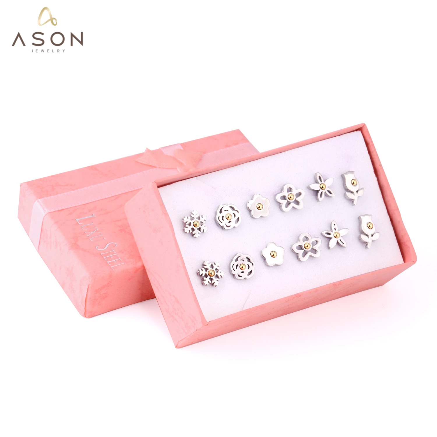 ASONSTEEL 6pairs/Box Flower with Ball Classic Piercing Stud Earrings Set Stainless Steel Silver Color Fashion Jewelry for Women
ASONSTEEL 6pairs/Box Flower with Ball Classic Piercing Stud Earrings Set Stainless Steel Silver Color Fashion Jewelry for Women