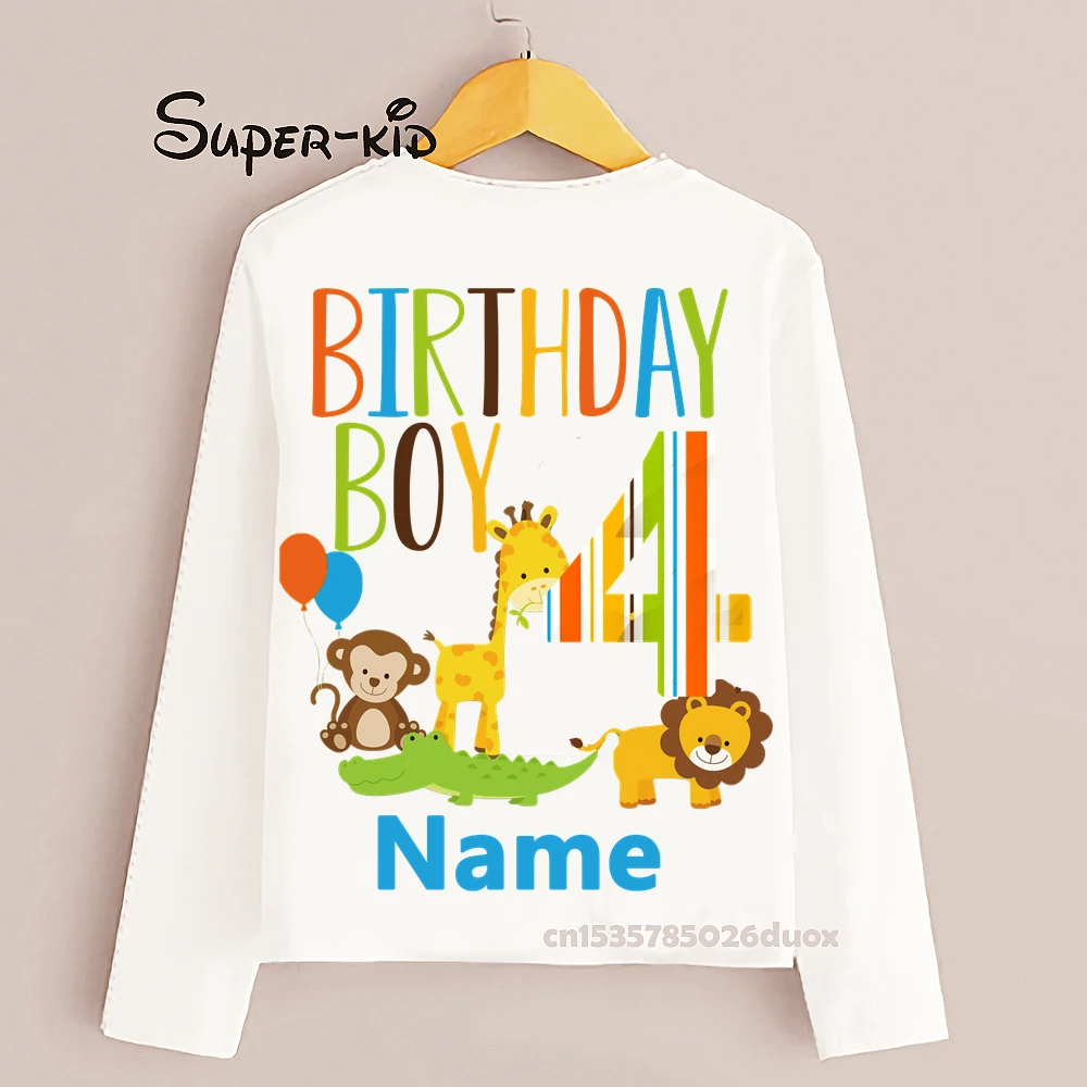 Детские футболки с длинным рукавом, с рисунком животного, на день рождения
Детские футболки с длинным рукавом, с рисунком животного, на день рождения