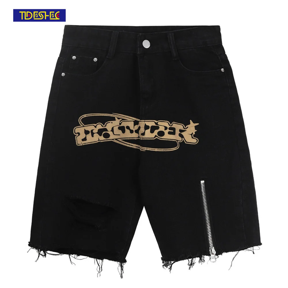 2022 Summer American Letter Printed Denim Shorts Designer Side Zipper Old Frayed Shorts Men Women Hip-hop Streetwear Shorts
2022 Summer American Letter Printed Denim Shorts Designer Side Zipper Old Frayed Shorts Men Women Hip-hop Streetwear Shorts