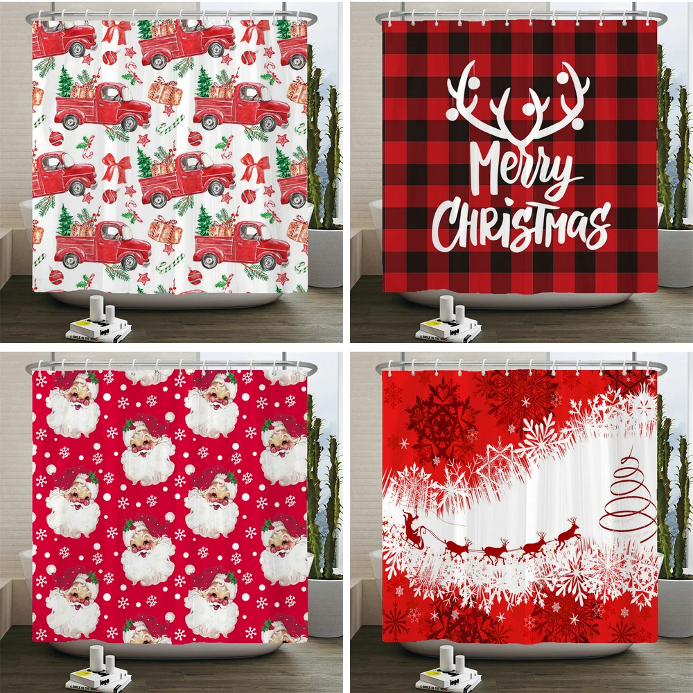 Red Christmas Shower Curtain Santa Claus Holidays Party Backdrop Bath Partition Curtain Bathroom Waterproof Curtain With Hooks
Red Christmas Shower Curtain Santa Claus Holidays Party Backdrop Bath Partition Curtain Bathroom Waterproof Curtain With Hooks