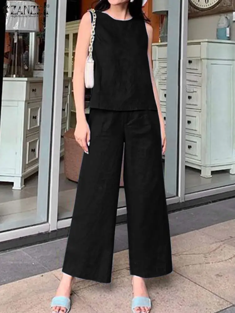 ZANZEA Woman Fashion Streetwear Matching Sets 2PCS Sleeveless Tank Tops Wide Leg Pant Elegant Solid Urban Tracksuits Femme
ZANZEA Woman Fashion Streetwear Matching Sets 2PCS Sleeveless Tank Tops Wide Leg Pant Elegant Solid Urban Tracksuits Femme