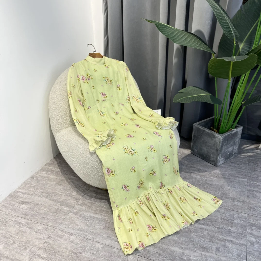 Australia Design 2022 Latest Summer Ladies Top Quality Linen Multicolor Flower Print Frill Hem Green Midi Dresses Women
Australia Design 2022 Latest Summer Ladies Top Quality Linen Multicolor Flower Print Frill Hem Green Midi Dresses Women