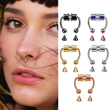 Fake Nose Ring Stainless Steel Hoop Nose Septum Rings Magnet Nose Punk Fake Piercing Body Jewelry Gothic Rock Ear Clip Jewelry