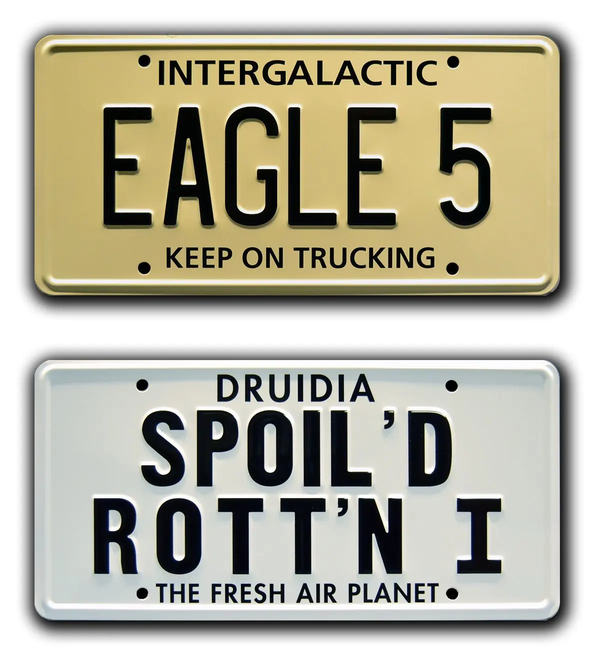 Spaceballs | Eagle 5 + Spoiled Rotten | Metal Stamped License Plates -License Plate License Plate Frames Car Decor License Plate
Spaceballs | Eagle 5 + Spoiled Rotten | Metal Stamped License Plates -License Plate License Plate Frames Car Decor License Plate