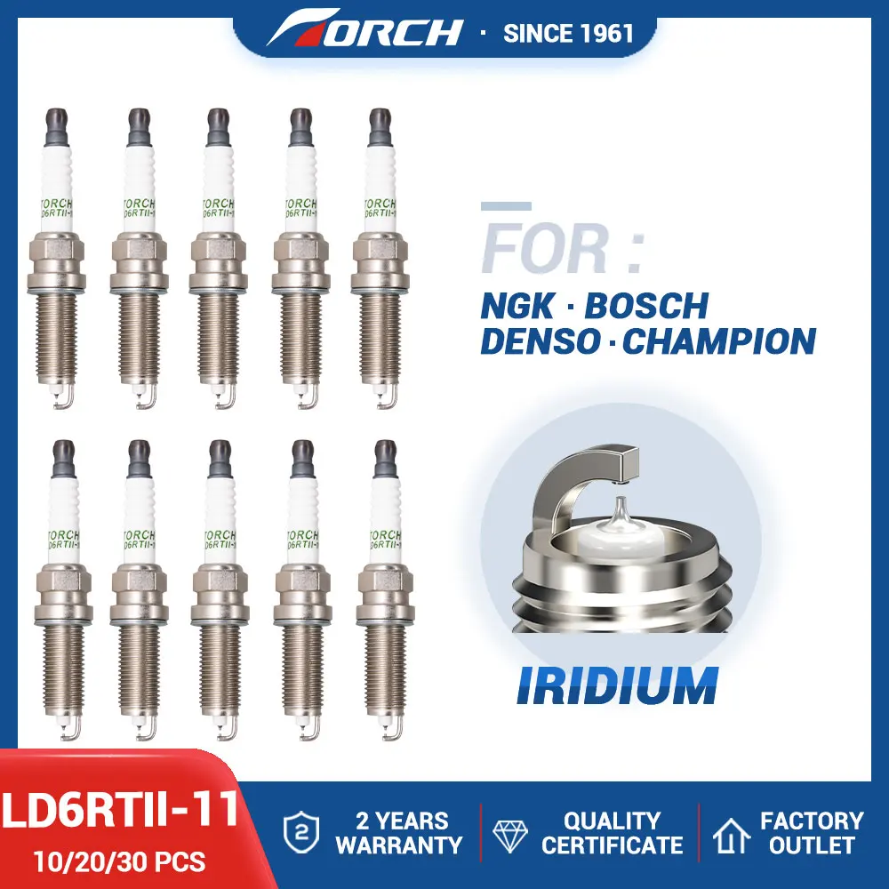 

10-30PCS Candles Replace for DILKAR6A11 DF6H-11B Denso IXEH20TT FXE20HR11 VFXEH20 Spark Plug Double Iridium Torch LD6RTII-11