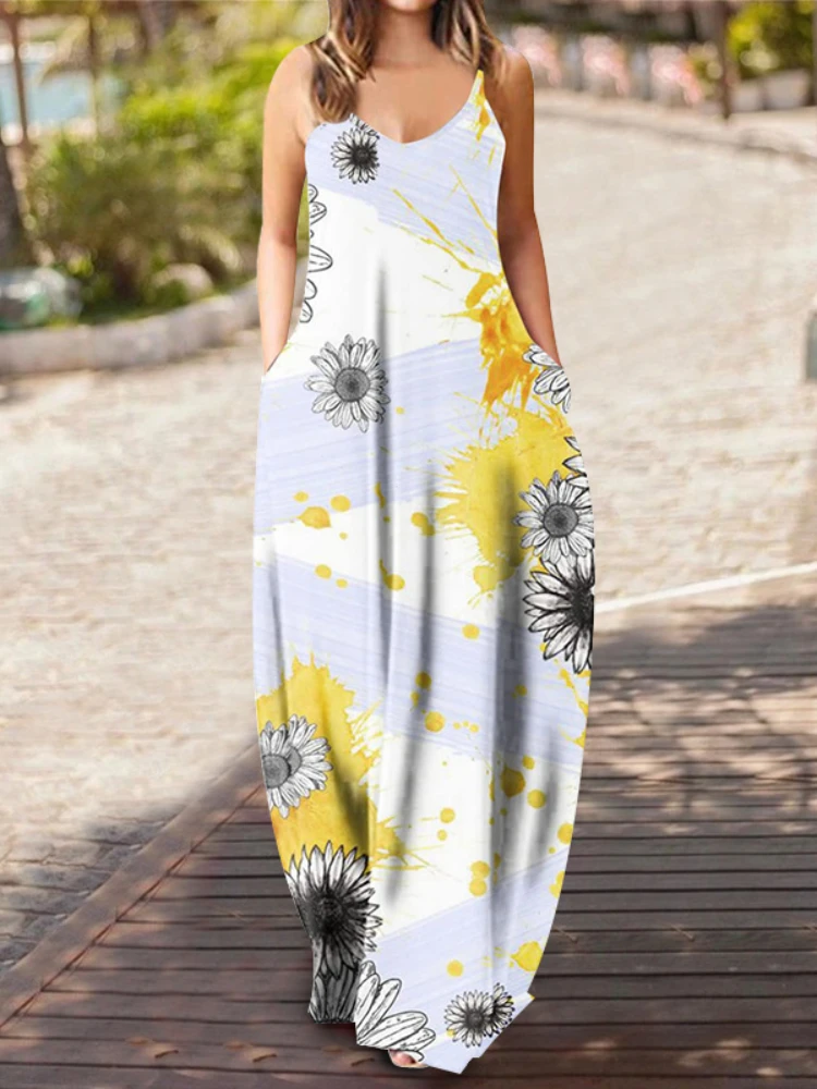 Women Clothing Casual Loose Strap Dress Colors Summer Sexy Boho Bow Camis Pocket Maxi Dress Large Size Dresses Robe Femme 2022
Women Clothing Casual Loose Strap Dress Colors Summer Sexy Boho Bow Camis Pocket Maxi Dress Large Size Dresses Robe Femme 2022