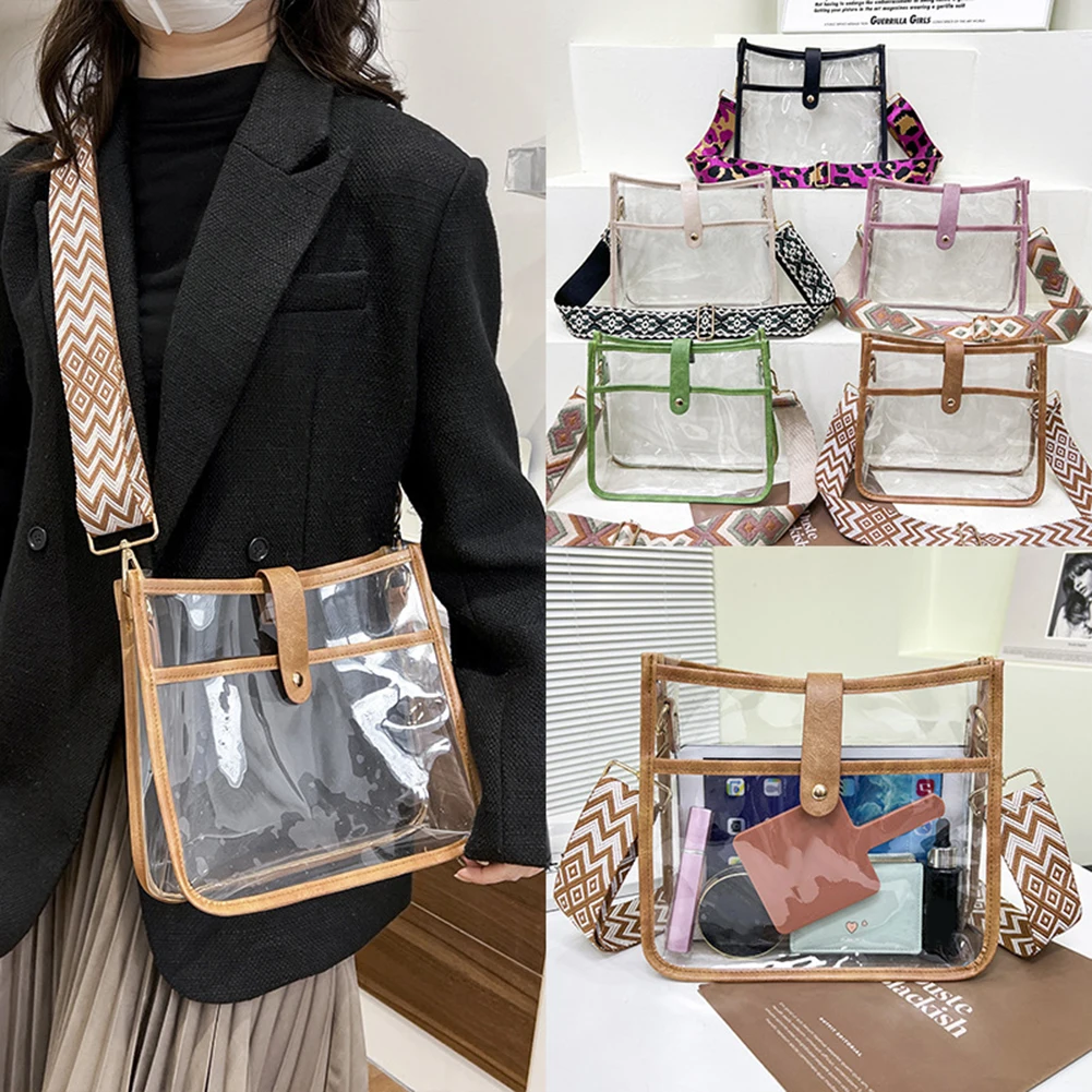 Transparent Crossbody Bags Clear PVC Sling Shoulder Bag Candy Color Woven Print Wide Strap Messenger Bag Lady Phone Purse Tote
Transparent Crossbody Bags Clear PVC Sling Shoulder Bag Candy Color Woven Print Wide Strap Messenger Bag Lady Phone Purse Tote