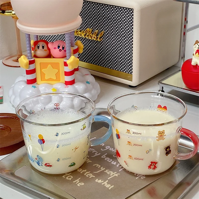 

INS Lovely Kids Cartoon Breakfast Milk Juice Oatmeal Cup Creative Heat Resistant Coffee Water Mug with Scale Kitchen Drinkware