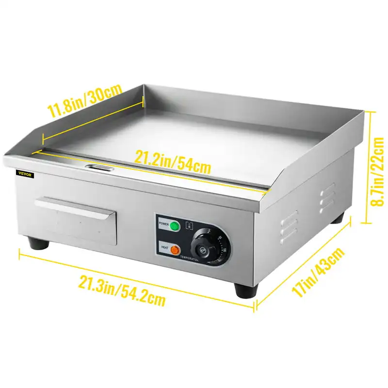 Electric Countertop Flat Top Griddle 110V 1600W Commercial Electric Griddle Non-Stick Restaurant Teppanyaki flat top Grill Stain
Electric Countertop Flat Top Griddle 110V 1600W Commercial Electric Griddle Non-Stick Restaurant Teppanyaki flat top Grill Stain