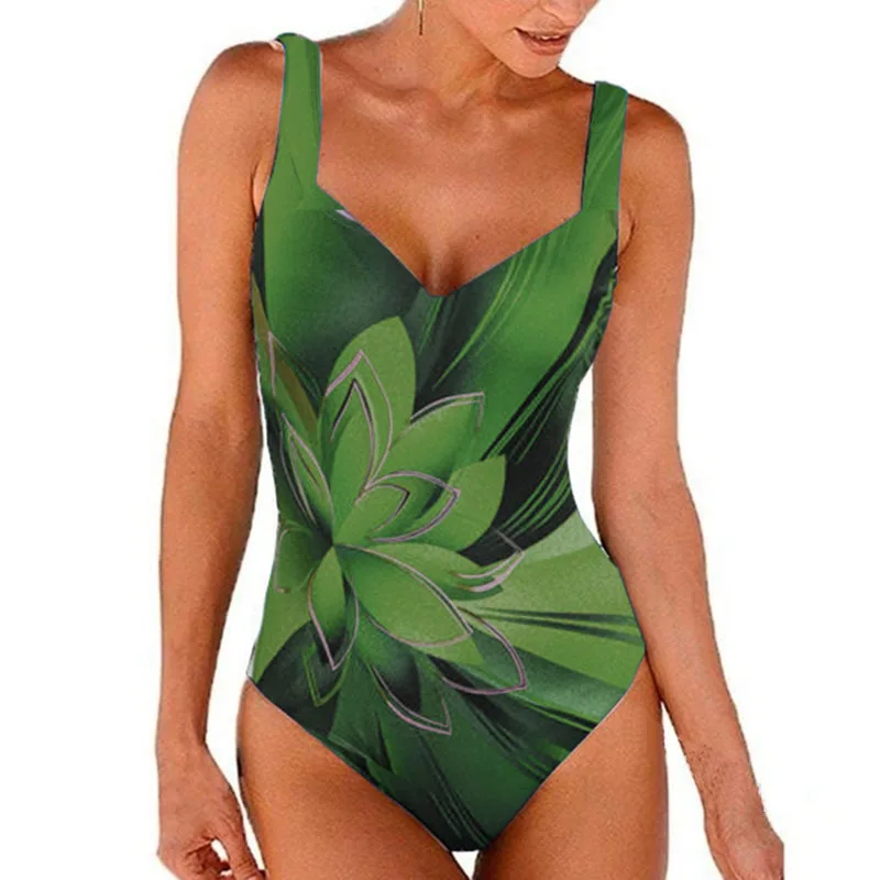 2022 New Women Clothing Classic One Piece Swimwear Women Polyester Green Lotus Leaf Print Padded Swimsuit
2022 New Women Clothing Classic One Piece Swimwear Women Polyester Green Lotus Leaf Print Padded Swimsuit