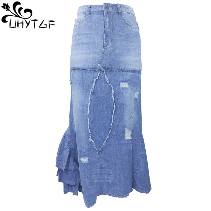 Женское винтажное джинсовое платье UHYTGF, повседневное нестандартное длинное платье с высокой талией в европейском и американском стиле, весна-лето 397
Женское винтажное джинсовое платье UHYTGF, повседневное нестандартное длинное платье с высокой талией в европейском и американском стиле, весна-лето 397