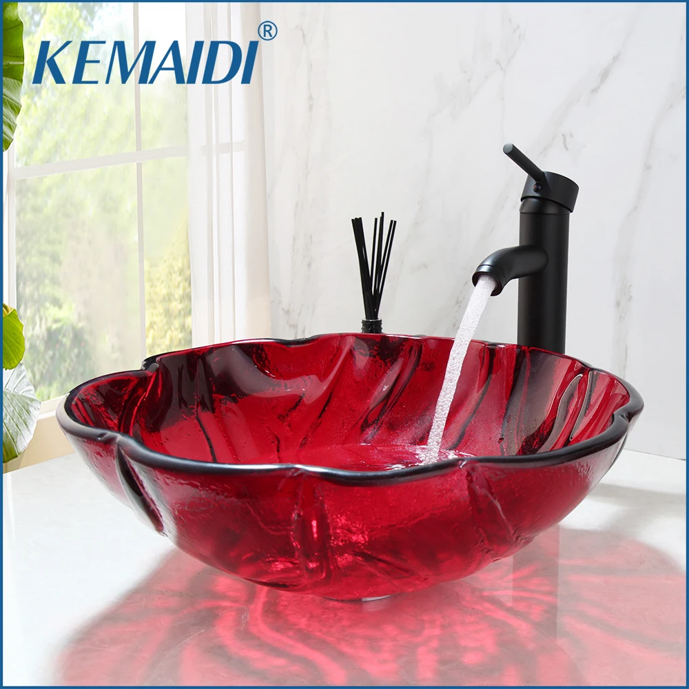 KEMAIDI Tempered Glass Basub Sink Lavatory Deck Mount Basin Tap Bathroom Red Washbasin Bath Sink Mixer Faucet Combo
KEMAIDI Tempered Glass Basub Sink Lavatory Deck Mount Basin Tap Bathroom Red Washbasin Bath Sink Mixer Faucet Combo