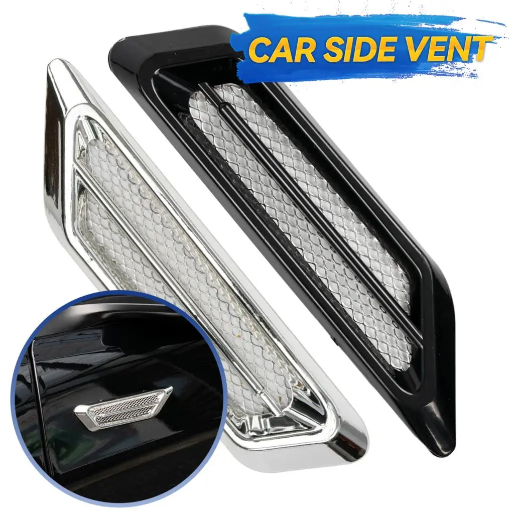 2pcs Plastic Chrome Universal Car Body Shark Gill Fender Side Hood Air Flow Vent Fake Intake Grille Sticker Decor Car Accessory 
2pcs Plastic Chrome Universal Car Body Shark Gill Fender Side Hood Air Flow Vent Fake Intake Grille Sticker Decor Car Accessory