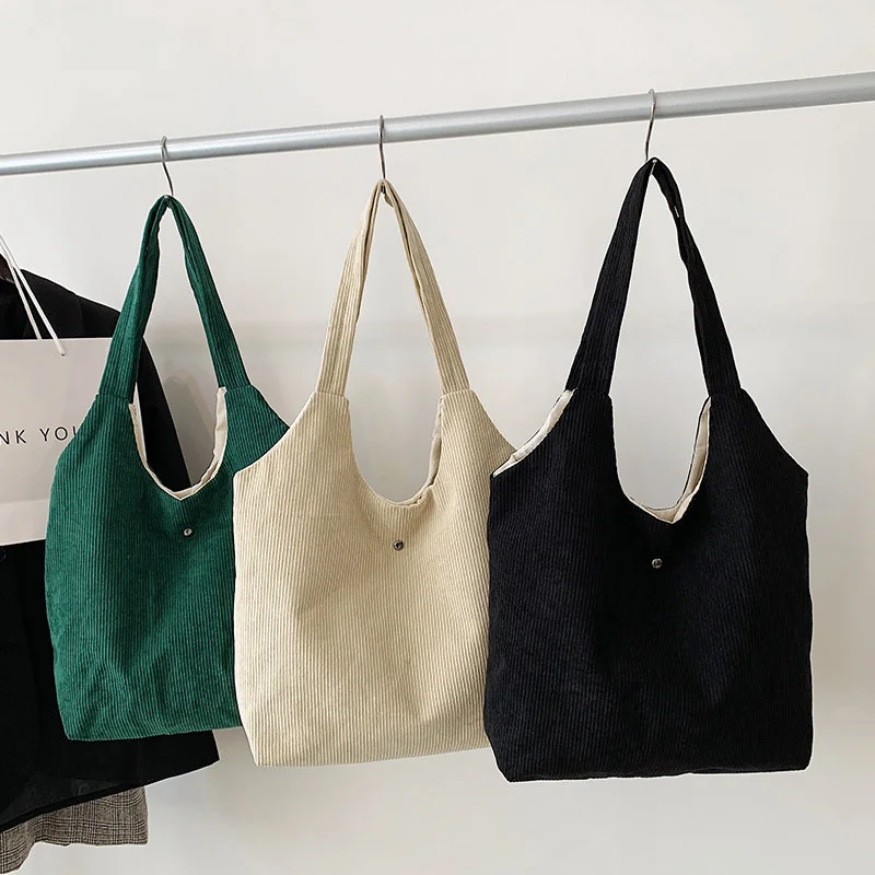 

Женская Вельветовая сумка через плечо, средний хлопковый холщовый саквояж, Повседневная Дамская сумочка-тоут через плечо, винтажные r-сумки