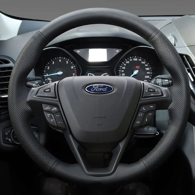 Кожаный чехол для руля автомобиля Ford Edge, защитный рукав, украшение салона автомобиля, аксессуары для автомобильных деталей
Кожаный чехол для руля автомобиля Ford Edge, защитный рукав, украшение салона автомобиля, аксессуары для автомобильных деталей