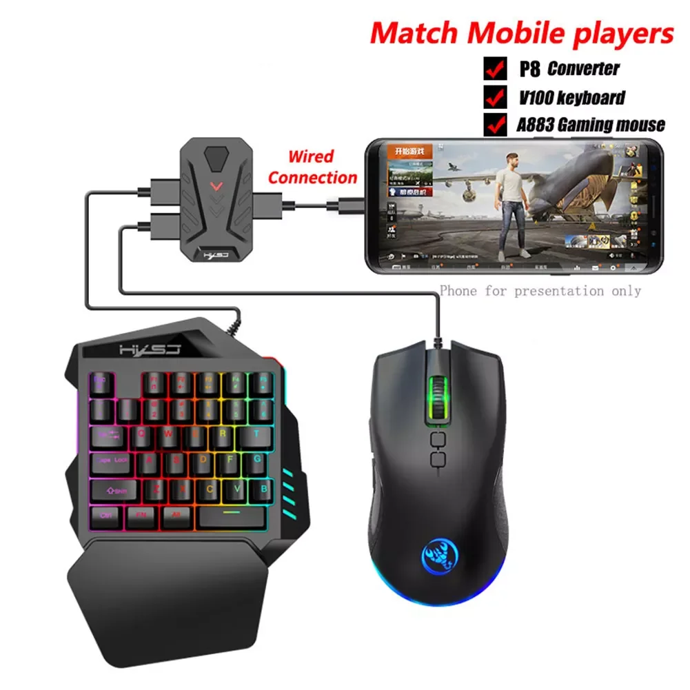 PUBG Mobile Gamepad Controller Gaming Keyboard Mouse Converter For Android Phone Tablet PC Game Mice Adapter
PUBG Mobile Gamepad Controller Gaming Keyboard Mouse Converter For Android Phone Tablet PC Game Mice Adapter