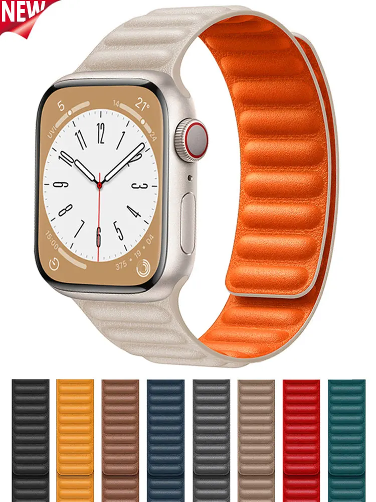 Leather Link For Apple Watch Band 45mm 41mm 44mm 40mm Original Magnetic Loop bracelet iWatch Series Ultra 49mm 8 3 SE 6 7 Strap 
Leather Link For Apple Watch Band 45mm 41mm 44mm 40mm Original Magnetic Loop bracelet iWatch Series Ultra 49mm 8 3 SE 6 7 Strap