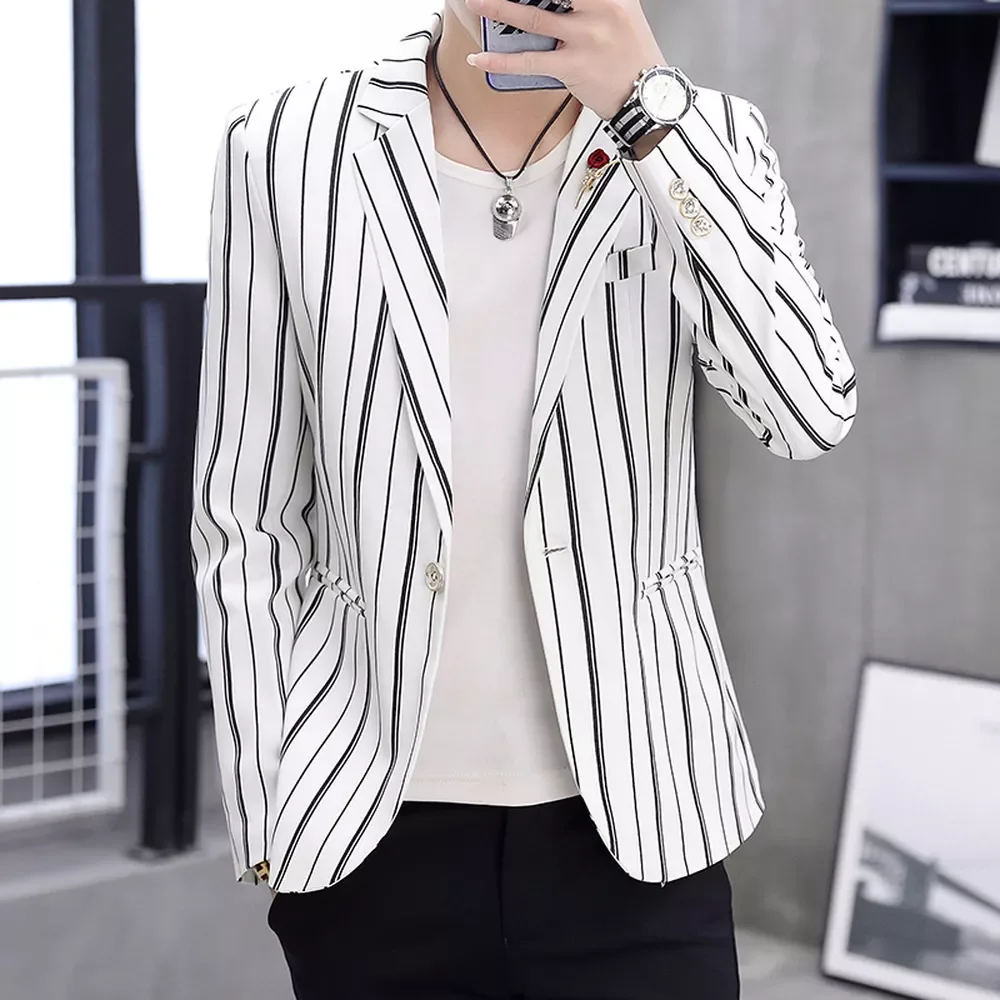 NEW IN Blazer Men Striped Blazer Slim Fit Suit Jacket Male Fashion Casual Man Suits Blazers Black Men Leisure Suits Khaki Coat
NEW IN Blazer Men Striped Blazer Slim Fit Suit Jacket Male Fashion Casual Man Suits Blazers Black Men Leisure Suits Khaki Coat