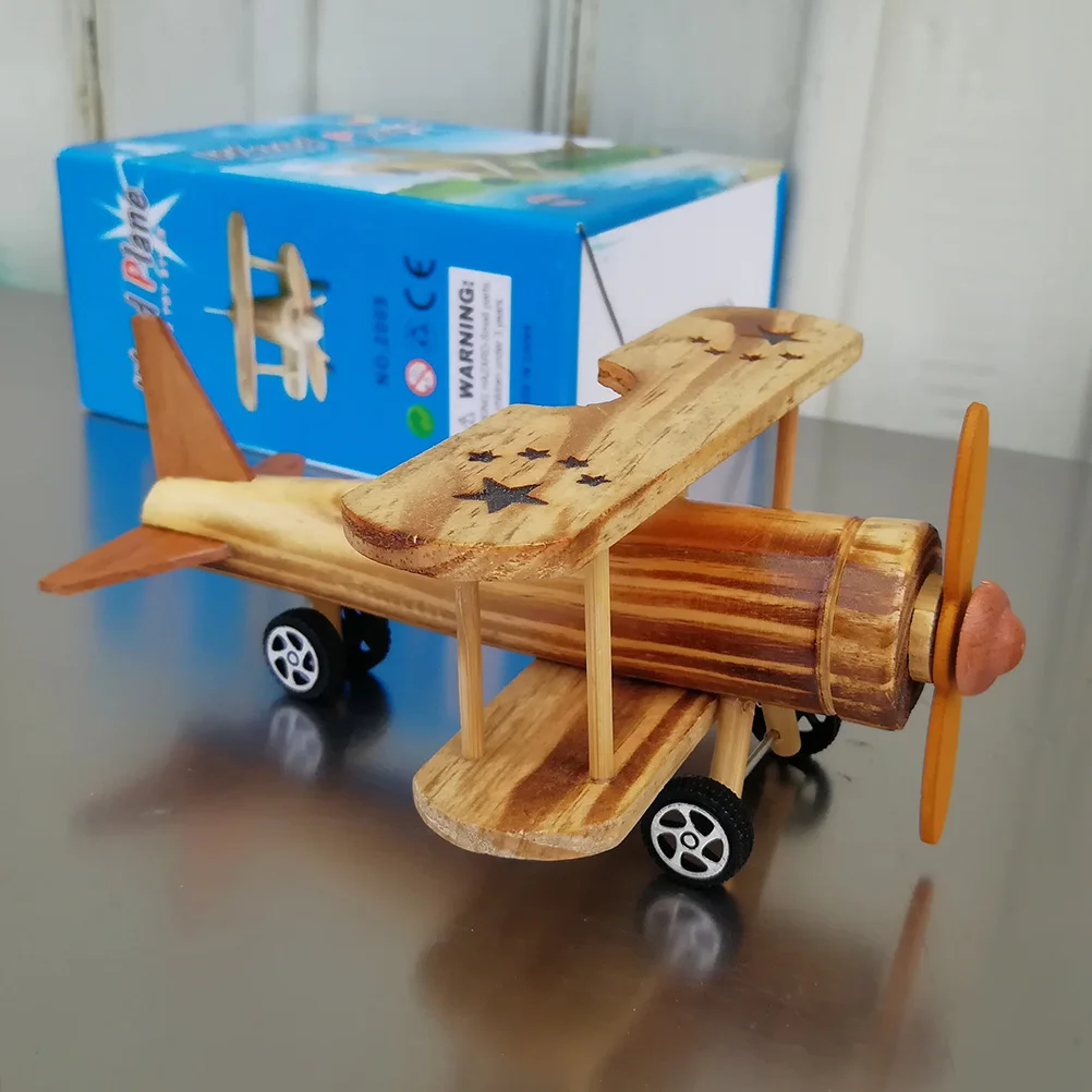 

Unfinished Wood Airplane Style Aircraft Biplane Model Pendant Photo Props Wooden Fighter Plane Statue for Home Office Decor