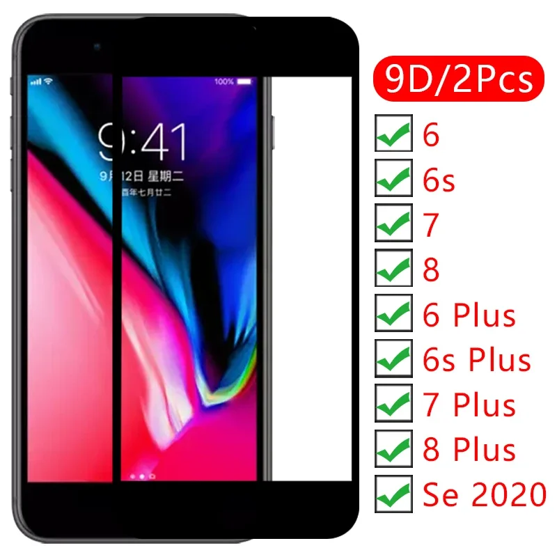 

9d screen protector tempered glass case for iphone 6 s 6s s6 7 8 plus cover on i phone 6plus 6splus 7plus 8plus protective coque