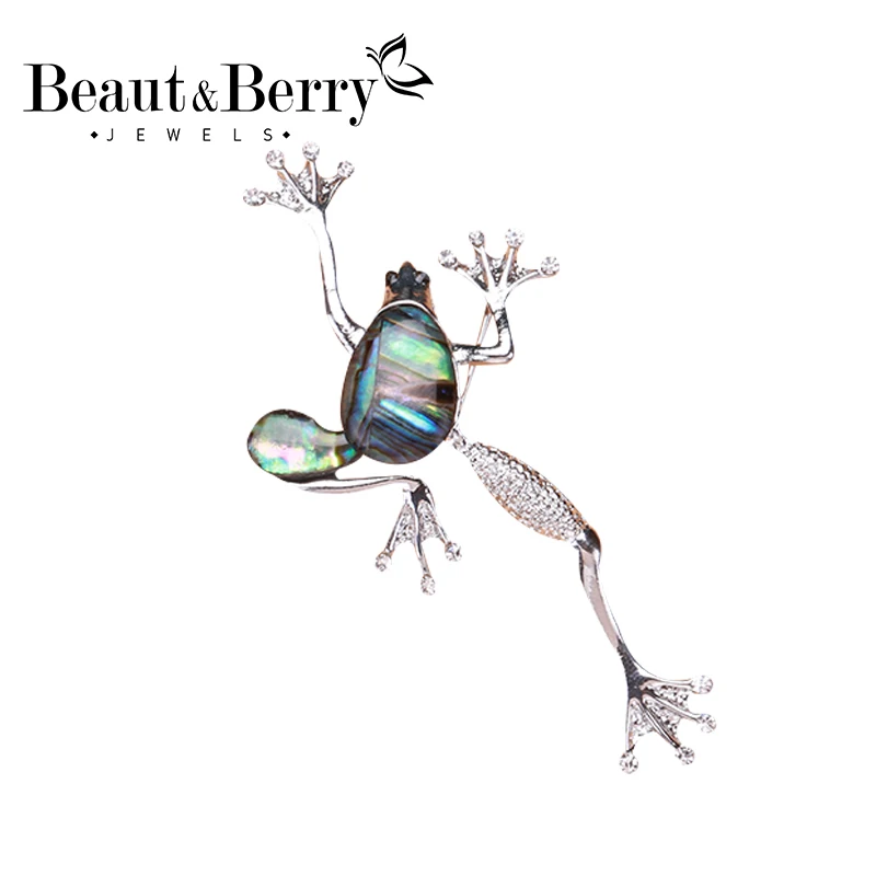 

Beaut&Berry Alloy Natural Shell Frog Brooches Women Men Banquet Metal Animal Brooch Pins For Suits Dress Fashion Hat Scarf Pins