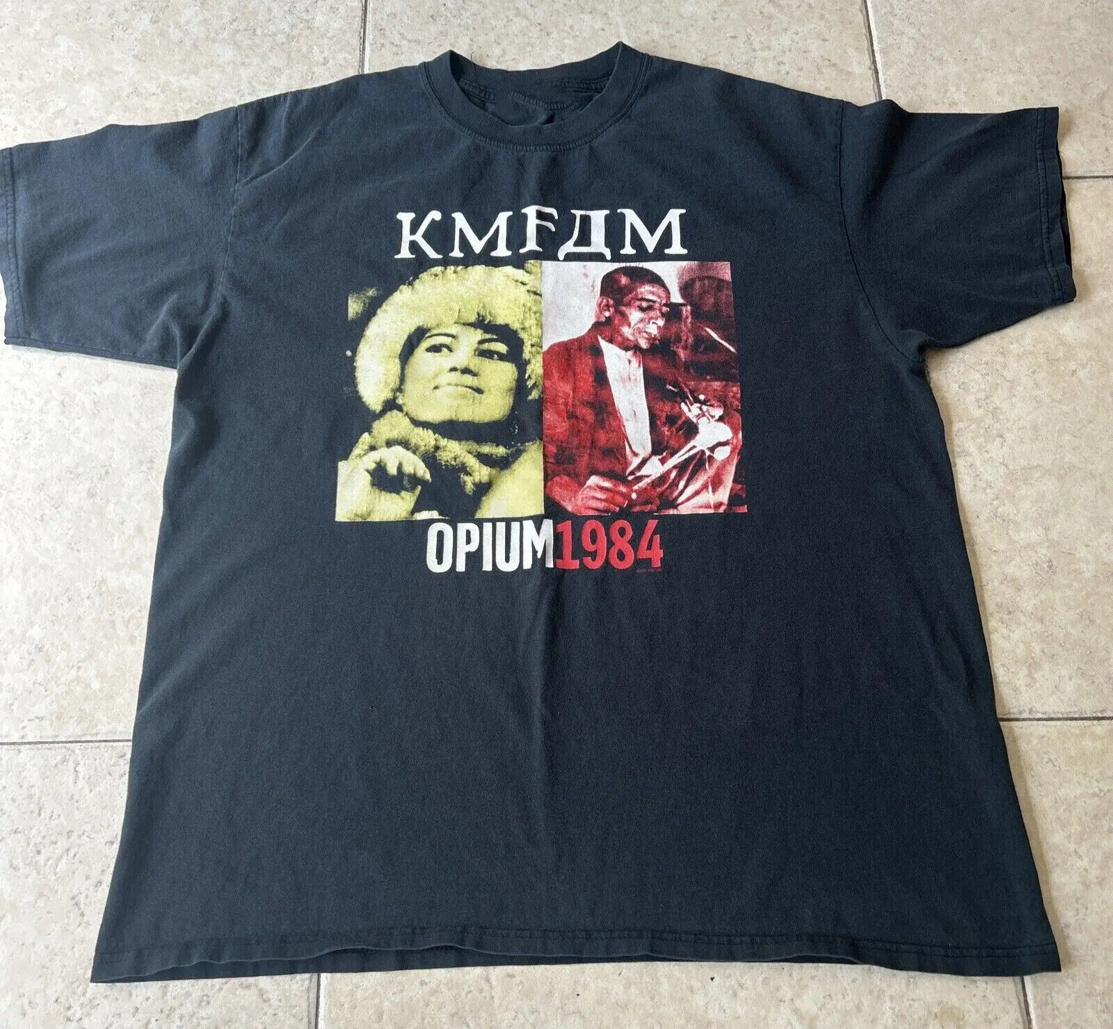 Vtg KMFDM Opium 1984 хлопок черная рубашка унисекс всех размеров A245 с длинными рукавами