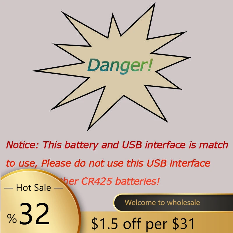 2 * Rechargeable CR425 Batteries Rechargeable Battery Fishing Float Battery Match USB To Use 1 * USB Interface
2 * Rechargeable CR425 Batteries Rechargeable Battery Fishing Float Battery Match USB To Use 1 * USB Interface