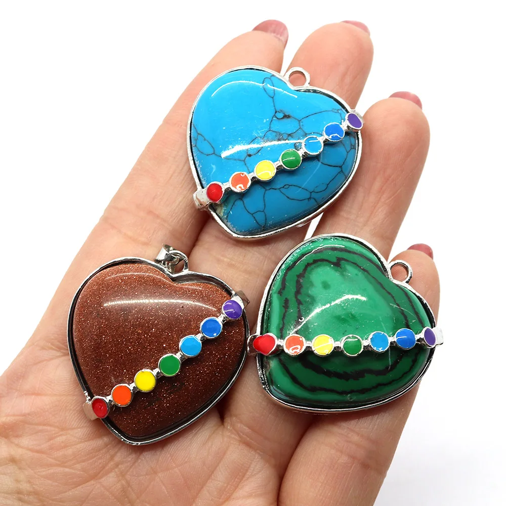 Exquisite Natural Stone Seven Chakra Peach Heart Pendant 31x34mm Colorful Charm Making DIY Necklace Earrings Jewelry Accessories
Exquisite Natural Stone Seven Chakra Peach Heart Pendant 31x34mm Colorful Charm Making DIY Necklace Earrings Jewelry Accessories