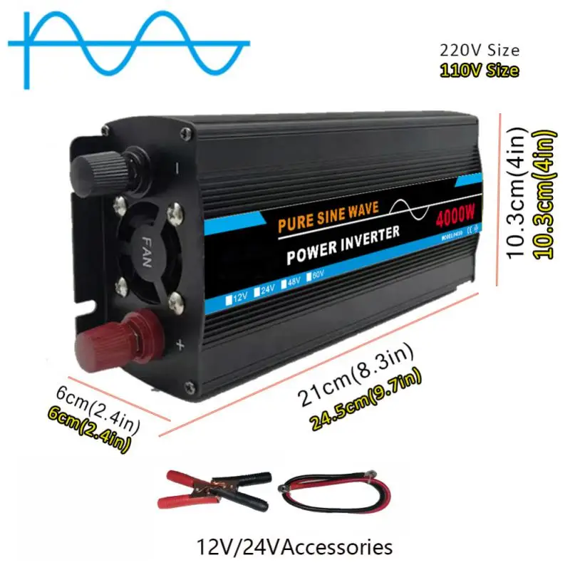 Car Inverters 4000W Pure Sine Wave Power Inverter DC 12v 24v To AC110V 220V Voltage Converter For Solar System RV Power Inverter
Car Inverters 4000W Pure Sine Wave Power Inverter DC 12v 24v To AC110V 220V Voltage Converter For Solar System RV Power Inverter