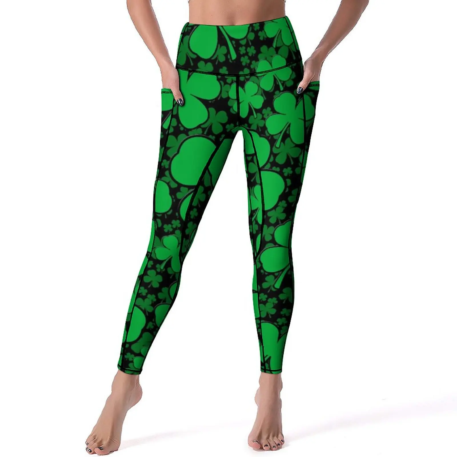 

St Patrick's Day Leggings Irish Style Green Shamrocks Fitness Running Yoga Pants High Waist Fashion Leggins Design Sports Tights