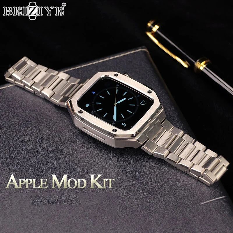 Modification Kit Metal Watch Case for Apple Watch Band 45mm 44mm Leather Strap Bracelet Correa for Iwatch Series 8 7 6 5 4 SE
Modification Kit Metal Watch Case for Apple Watch Band 45mm 44mm Leather Strap Bracelet Correa for Iwatch Series 8 7 6 5 4 SE
