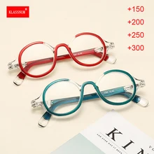 KLASSNUM Vintage Reading Glasses Women Round Frame Fashion Men Magnifying Diopter Computer Eyeglasses Plus +1.5 +2.0 +2.5 +3.0