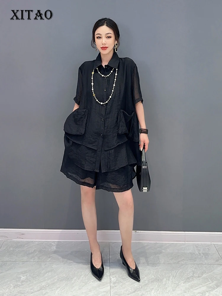XITAO Black Casual Short Sets Loose Fashion Turn-down Collar Half Sleeve Top Short Pants Summer New Two Pieces Sets DMJ1254
XITAO Black Casual Short Sets Loose Fashion Turn-down Collar Half Sleeve Top Short Pants Summer New Two Pieces Sets DMJ1254
